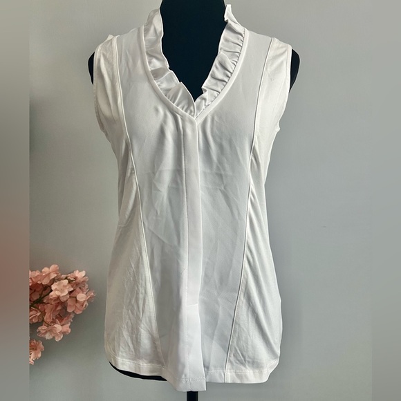 NIC+ZOE Women’s Ruffled Around Tank White Size XL - Picture 1 of 6